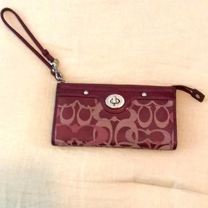 Coach authentic signature wristlet wallet